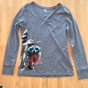 Raccoon Long Sleeve V-neck Tee